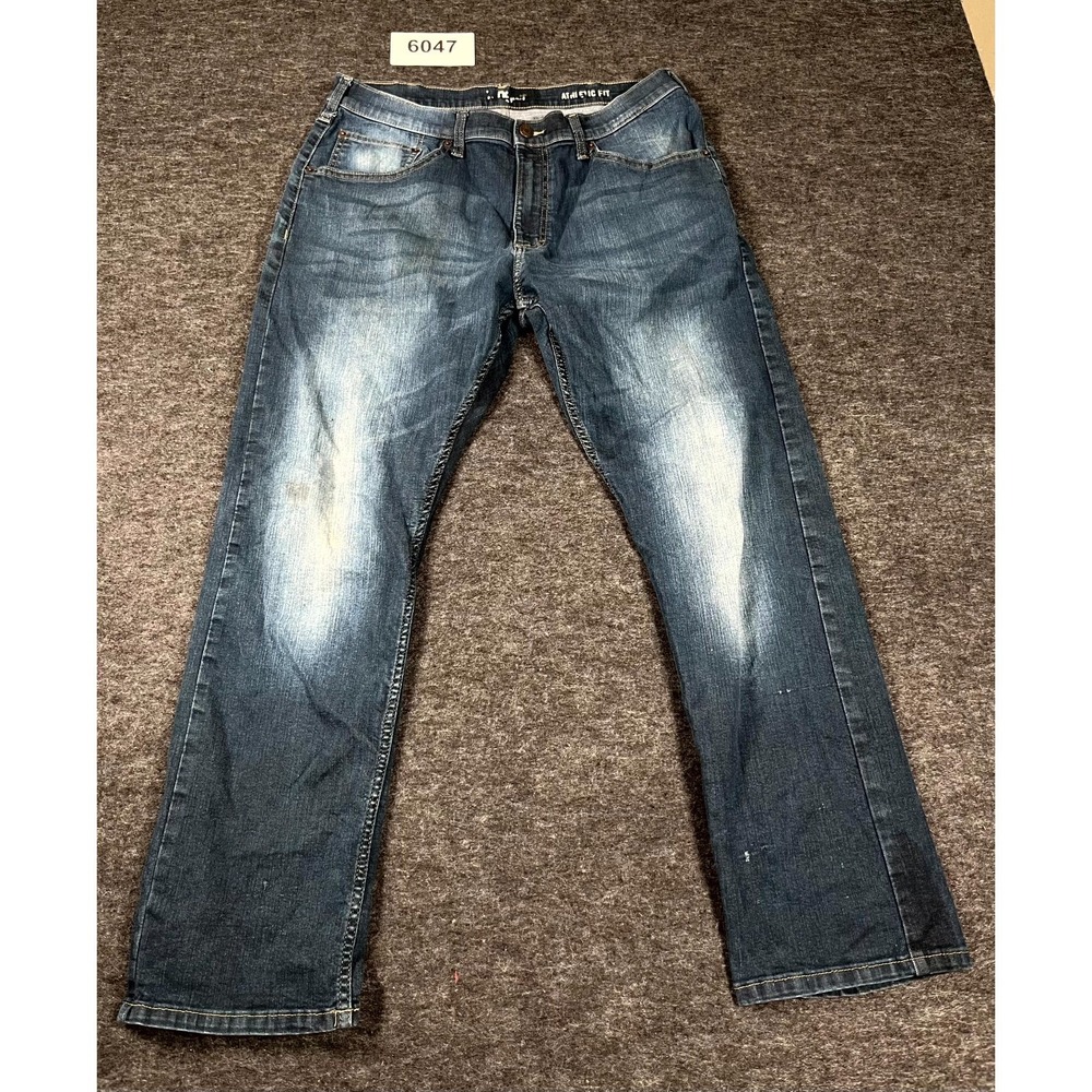 Wrangler Jeans Mens 34x29 Blue Denim Cotton Stretch Athletic‎ Fit Straight Leg